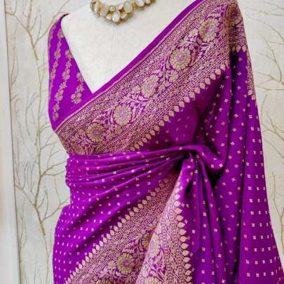 Banarasi Dybel Warm Very Soft Silk Purple Saree