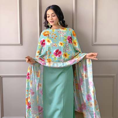 Firozi Viscose Kurti Set