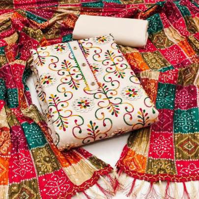 HEAVY SOUTH COTTON EMBROIDERY DRESS MATERIAL 