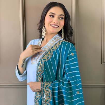 Sky Blue Kurti With Dupatta
